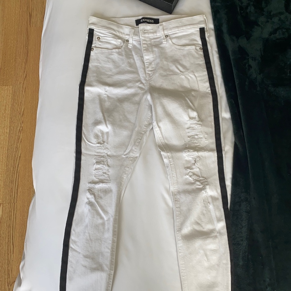 White Pinstripe distress denim